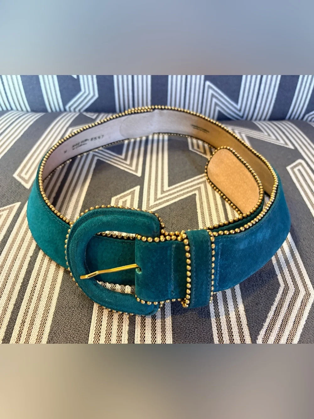 VTG Anne Klein Teal Blue Green Suede Belt Size M
